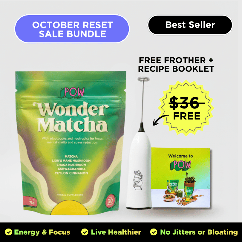Wonder Matcha packaging with wonder whisk and booklet